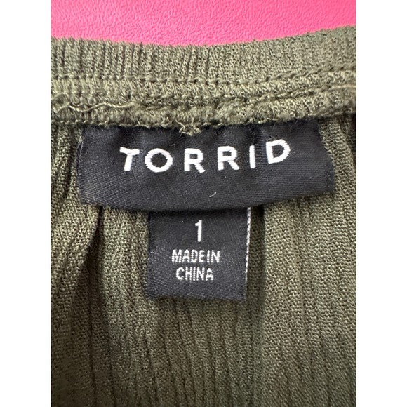 Torrid Womens Olive Green Smocked Puff Sleeve Top Size 1X Boho Flowy Romantic - Picture 3 of 7